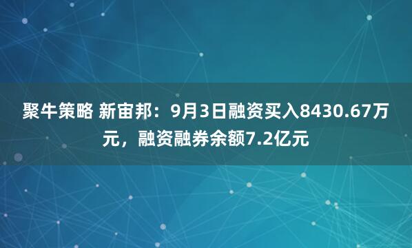 聚牛策略 新宙邦：9月3日融资买入8430.67万元，融资融券余额7.2亿元